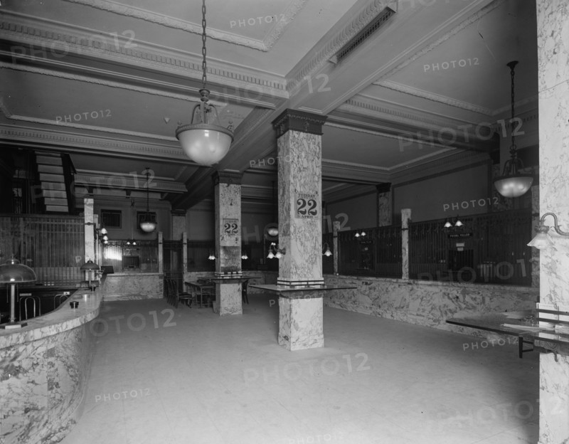 Street floor, Temple Place branch, Old Colony Trust Company, Boston, Mass., 1913 April. Creator: Unknown.