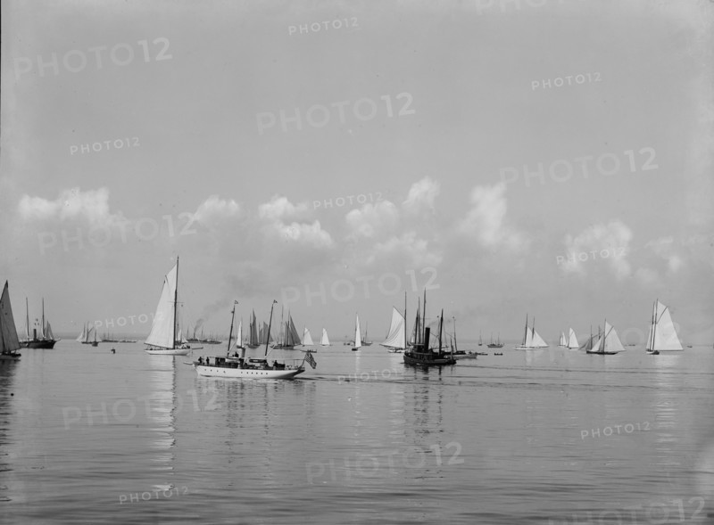 Fleet of N.Y.Y.C. [New York Yacht Club], Glencove [sic], 1897 Aug 2. Creator: John S Johnston.