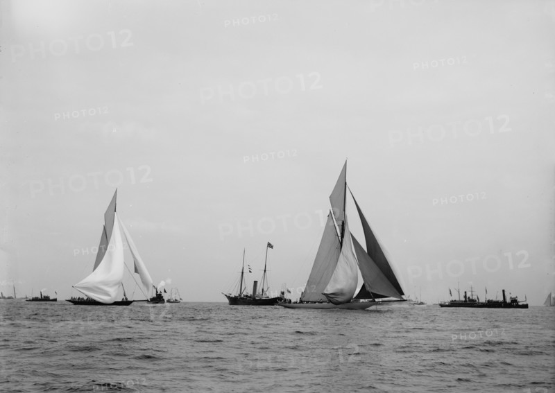 Valkyrie II and Vigilant, the start, 1893 Oct 5. Creator: John S Johnston.