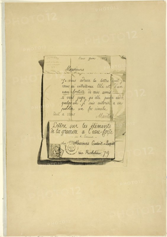 Letter on the Elements of Etching, 1864. Creator: Adolphe Martial Potemont.