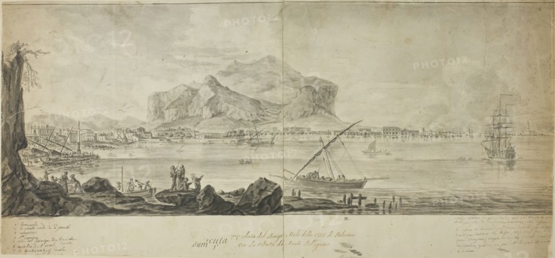 View of the City and Harbor of Palermo with a View of Monte Pellegrino, n.d. Creator: Adriaen Manglard.