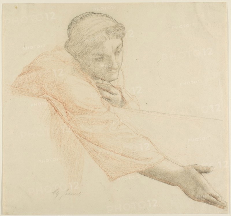 Woman Reaching Over a Wall, study for The Life of Saint Louis, King of France, c. 1878. Creator: Alexandre Cabanel.