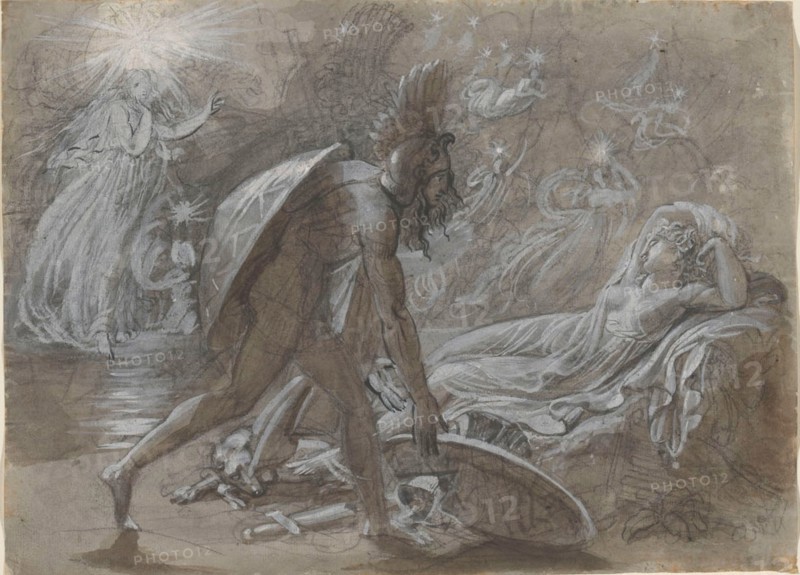 Fingal Mourning Over the Body of Malvina, from Ossian's Berrathon, c. 1810. Creator: Girodet de Roucy-Trioson.