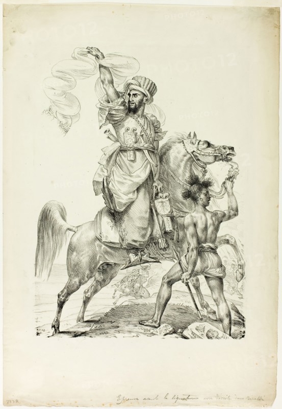 Mounted Mameluke Chieftain Calling for Aid, 1817. Creator: Antoine-Jean Gros.