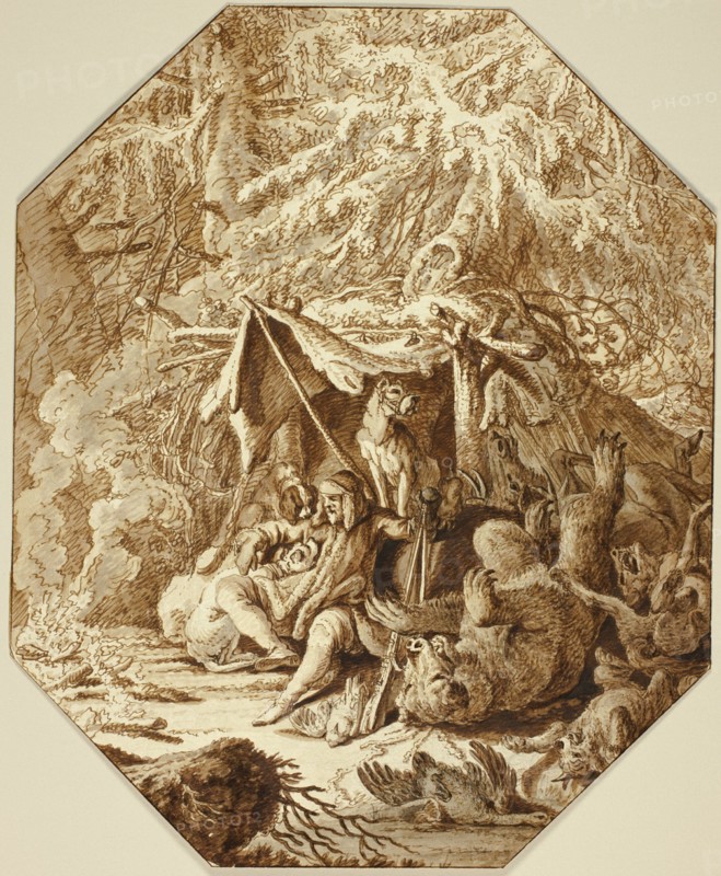 The Daring Hunter, Enduring in Winter, n.d. Creator: Johann Elias Ridinger.