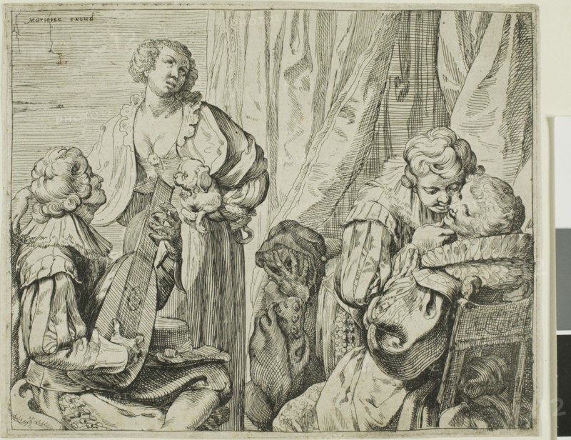 Interior with Two Pairs of Lovers and a Fool, 1625/29. Creator: Johann Liss.