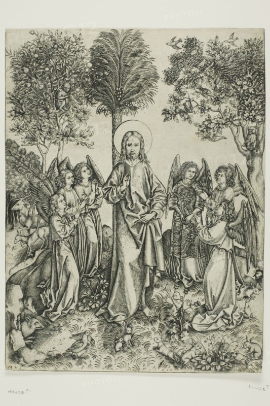 Christ in the Desert with Six Angels, c. 1490. Creator: Master of the Catherine wheel.
