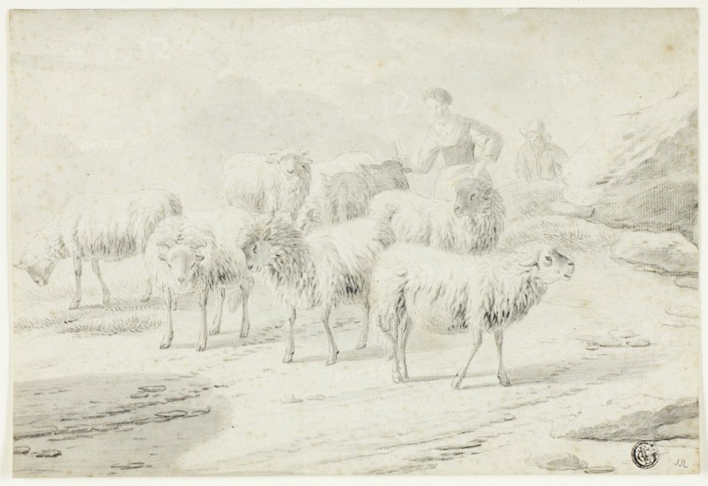 Shepherdess and Sheep, n.d. Creator: Philipp Peter Roos.