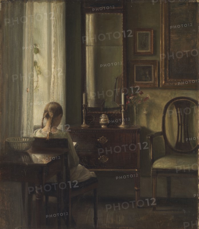 Interior with a Girl Reading, 1903. Creator: Carl Holsoe.