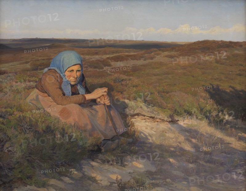 An old woman "Bette Dorte" on the heath, 1904. Creator: Knud Larsen.