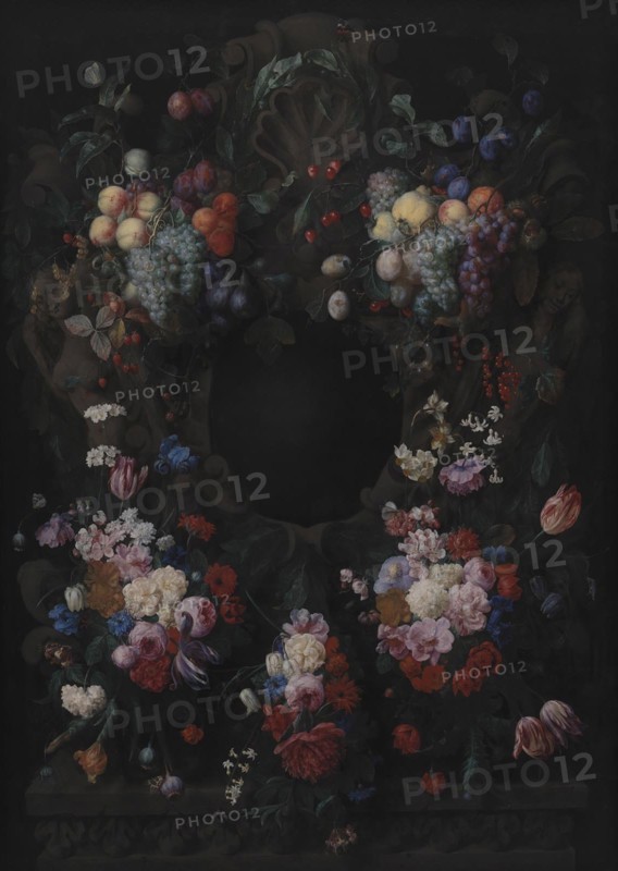 Stone Cartouche with Fruit and Flower Garland, 1665. Creator: Joris van Son.