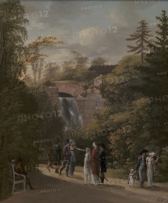 The Cascade in Frederiksberg Garden near Copenhagen, 1808. Creator: Georg Friedrich Kersting.
