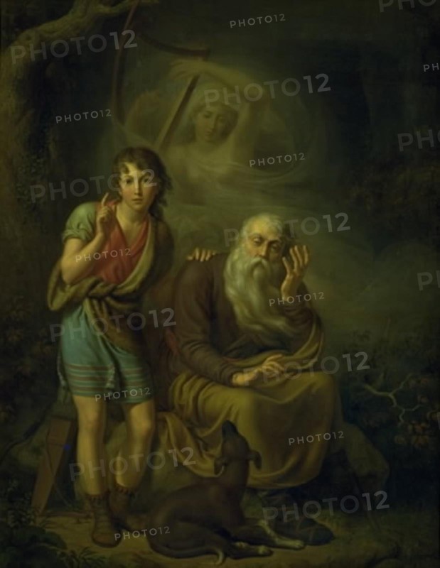 Ossian and Alpin's Son Hearing the Spirit of Malvina Touching the Harp, 1816. Creator: Christian Gottlieb Kratzenstein-Stub.