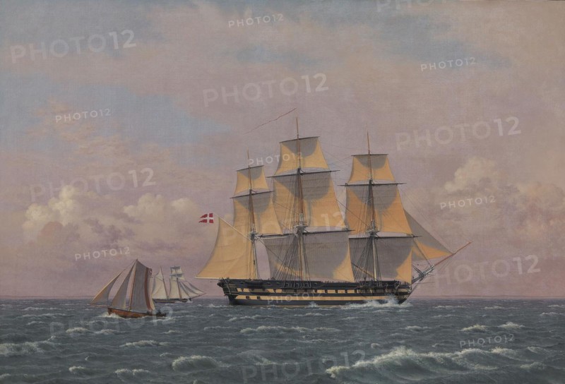 The 84-Gun Danish Warship "Dronning Marie" in the Sound, 1834. Creator: CW Eckersberg.