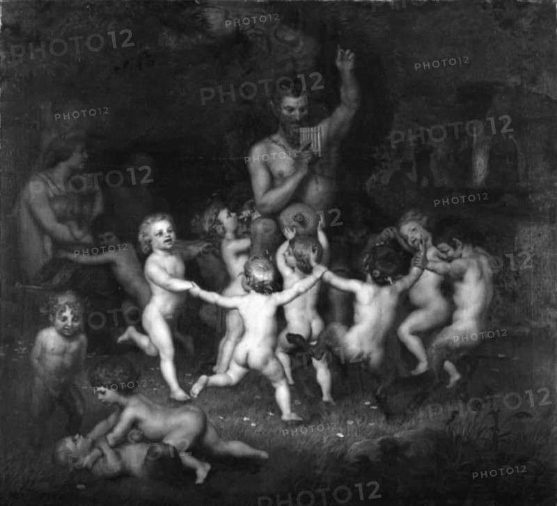 Woodland Deities Sourrounded by Dancing Bacchantes and Children Playing, 1848. Creator: Lorenz Frolich.