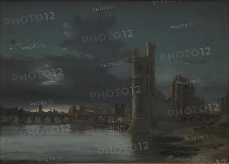 Tour St. Jacques and Notre Dame, Paris. Evening, 1848. Creator: Anton Melbye.