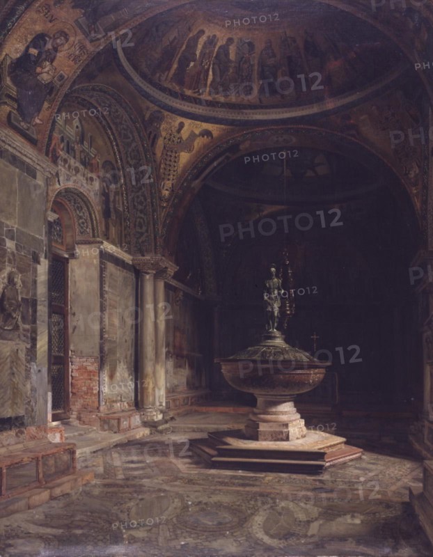 The interior of the Baptistery in St. Mark's Church in Venice, 1885. Creator: Josef Theodor Hansen.