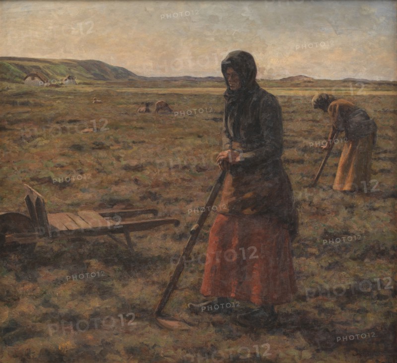 Women harvesting heather, 1906. Creator: Jens Vige.