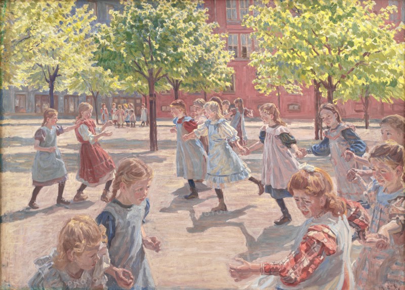 Playing Children, Enghave Square, 1907-1908. Creator: Peter Hansen.