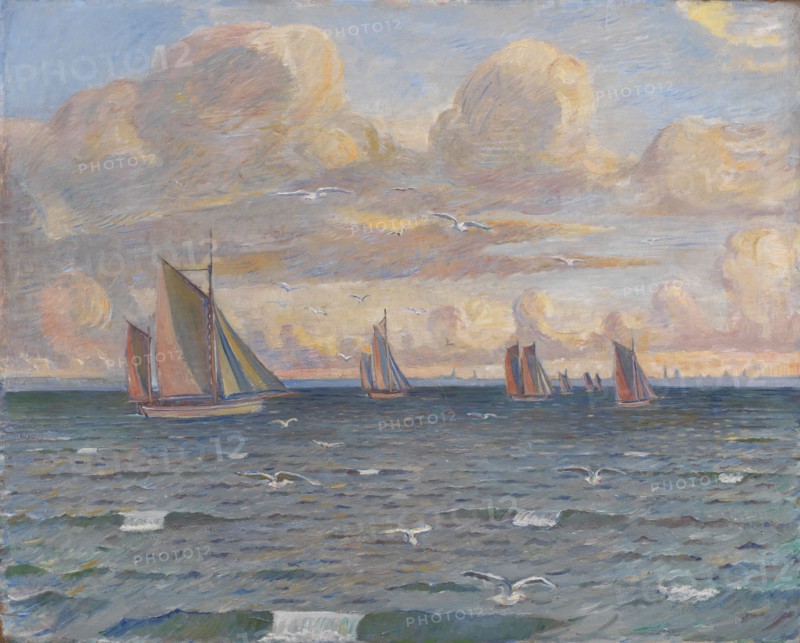 Ships in the Sound, 1910-1917. Creator: Poul S. Christiansen.