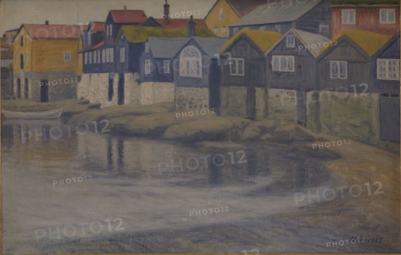 Old houses in Thorshavn, 1925. Creator: Niels Bjerre.