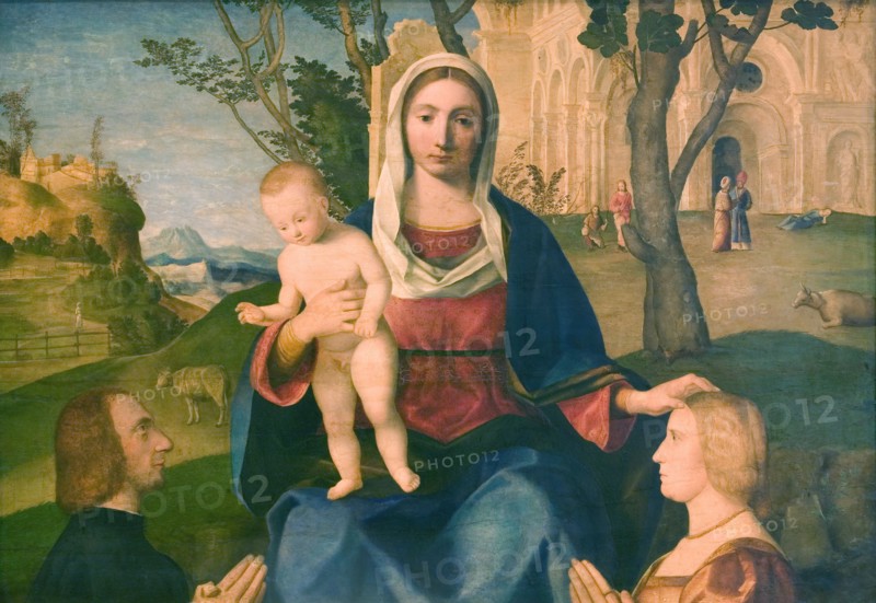 The Virgin and Child with a Male and a Female Donor, 1485-1531. Creator: Vincenzo Di Biagio Catena.