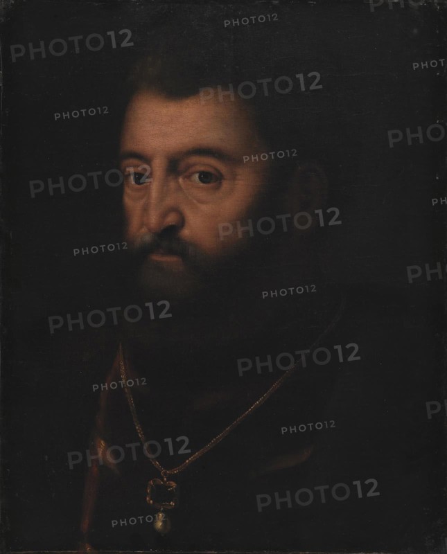 Portrait of Alfonso d'Este Duke of Ferrara, late 16th or early 17th century. Creator: Copy after Titian..