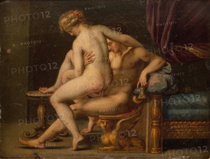 Nudity with man and woman; Intercourse scene, 1572-1602. Creator: Agostino Carracci.
