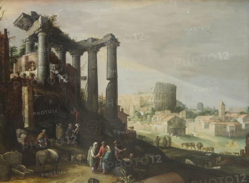 Landscape with a View of Campo Vaccino in Rome, 1609. Creator: Willem van Nieulandt.