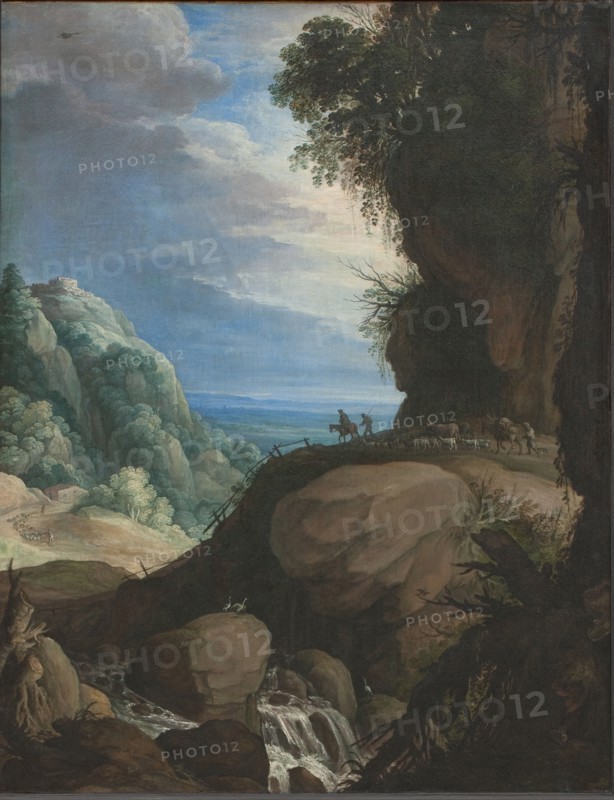 Italian Mountain Landscape with Shepherds;An Italianate Montainous Landscape, 1615-1631. Creators: Marten Ryckaert, Paul Brill.