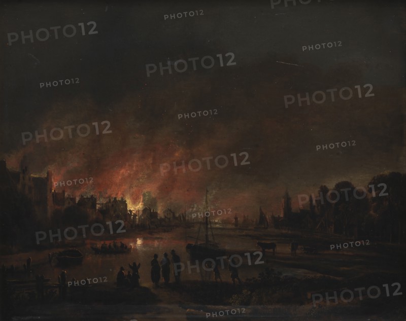 Fire at a Village by Night, 1618-1677. Creator: Aert van der Neer.