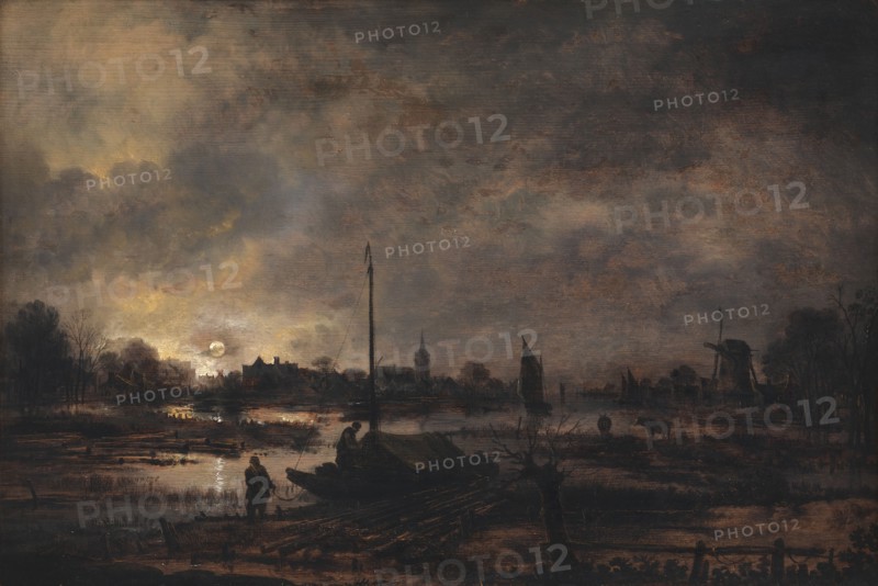 The Moon Rising over a Village, 1618-1677. Creator: Aert van der Neer.