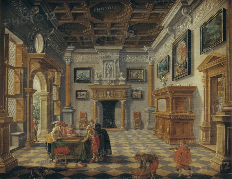 Interior with Backgammon Players at Table, 1622-1630. Creators: Bartholomeus van Bassen, Esaias van de Velde.