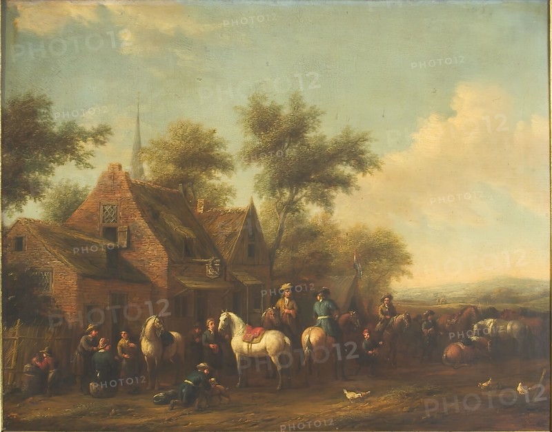 Landscape with Horsemen Resting outside an Inn, 1634-1668. Creator: Philip Wouverman.