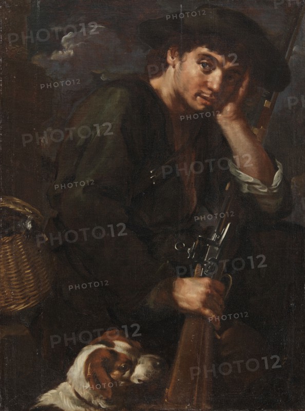 Hunter with his Gun and Dog. (Allegory of "Air"), 1639-1687. Creator: Bernhard Keil.