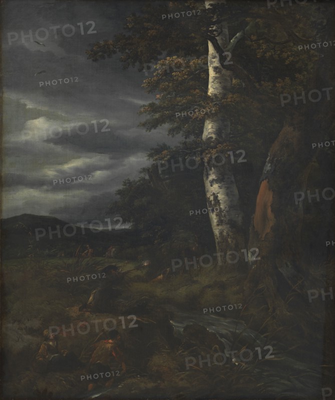 Landscape with a Hunting Scene, 1643-1682. Creators: Jacob van Ruisdael, Johannes Lingelbach.