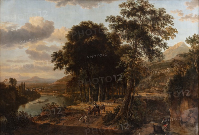 Southern Landscape, Sunset, 1644-1685. Creators: Johannes Lingelbach, Jan Hackaert.