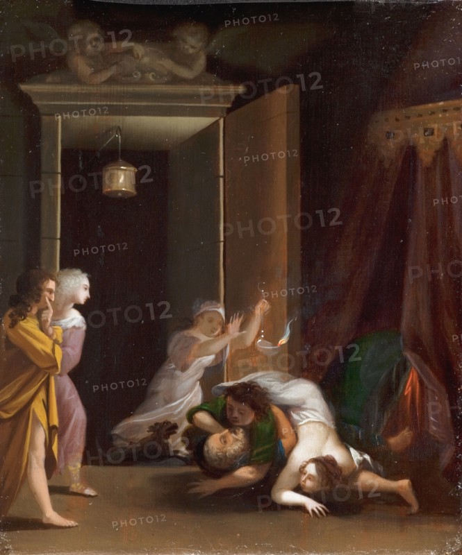 Paris and Helena Surprised by Menelaus, 1645-1680. Creator: Toussaint Gelton.