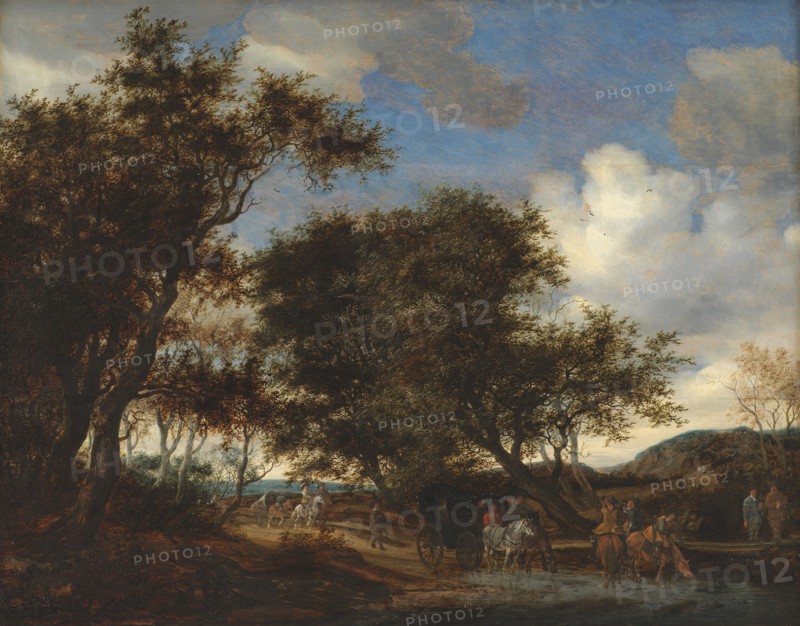 Landscape with Travellers Watering their Horses, 1659. Creator: Salomon Ruysdael.