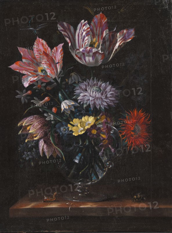 A Glass Vase with Flowers, 1667-1671. Creator: Jacob Marrel.