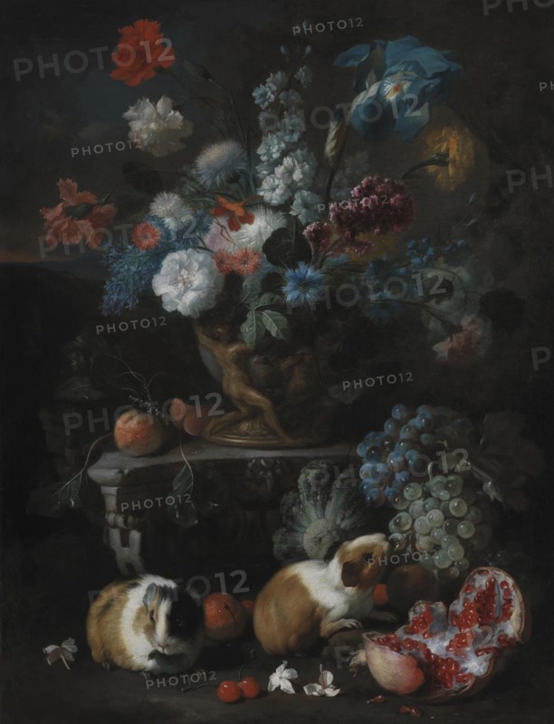 Flower Piece with Guinea Pigs, 1673-1724. Creator: Franz Werner von Tamm.