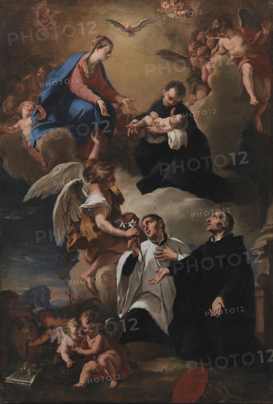 The Holy Ghost, Angels and the Virgin with Saints Mark, Stanislau Kostka..., 1703-1802. Creators: Nicola Grassi, Antonio Balestra.