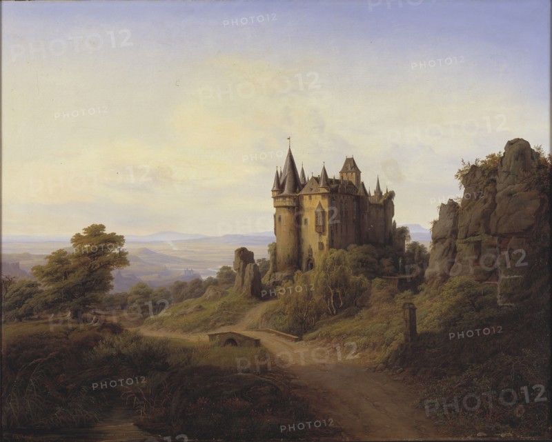 Büresheim [sic] Castle on the Eifel River, 1838. Creator: Frederik Hansen Sodring.