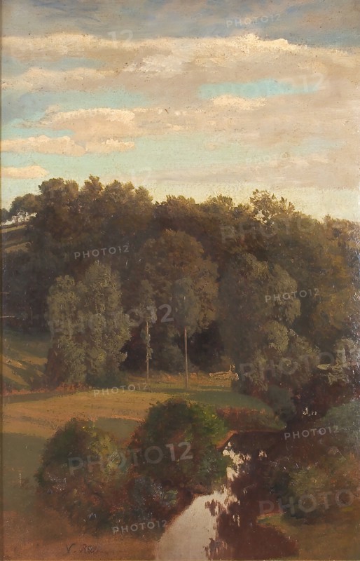 Wooded Hills behind a Meadow with a Peat Bog, 1840-1905. Creator: Valentin Ruths.