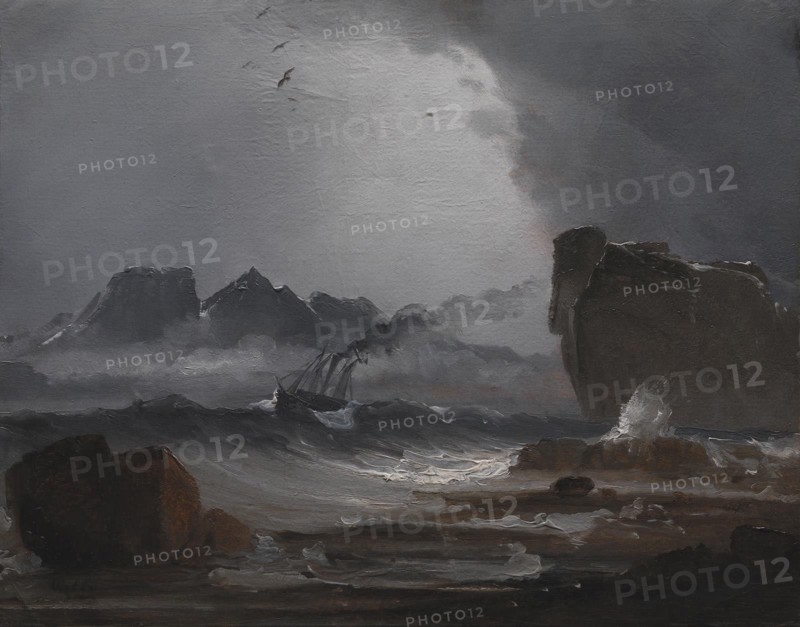 Rough Sea with a Steamer near the Coast of Norway, 1847-1850. Creator: Peder Balke.