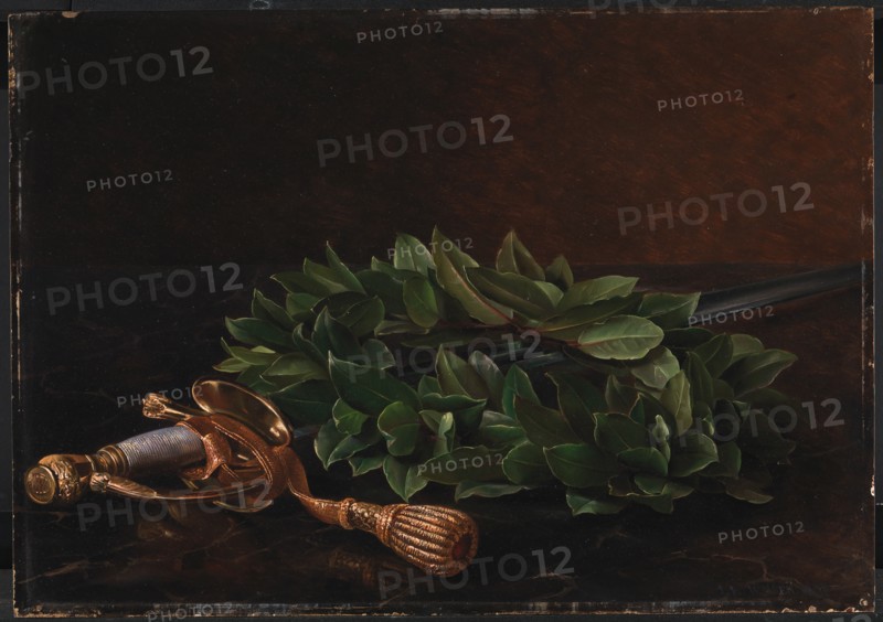 Sword and laurel wreath, 1848. Creator: Johan Laurentz Jensen.