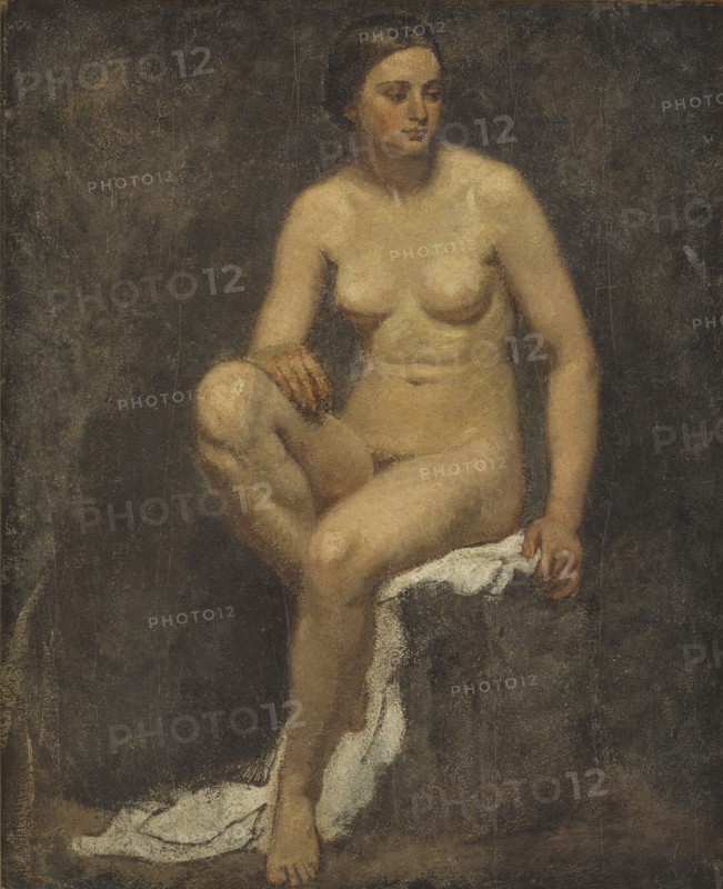 Female Nude in the Studio of Thomas Couture, 1852-1853. Creator: Lorenz Frolich.