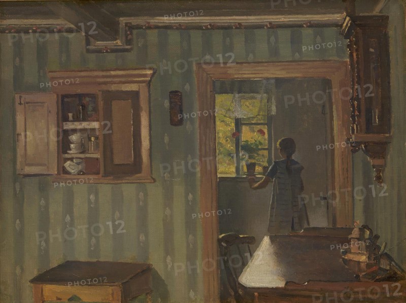 Interior with a Little Girl, 1854-1917. Creator: Hans Smidth.
