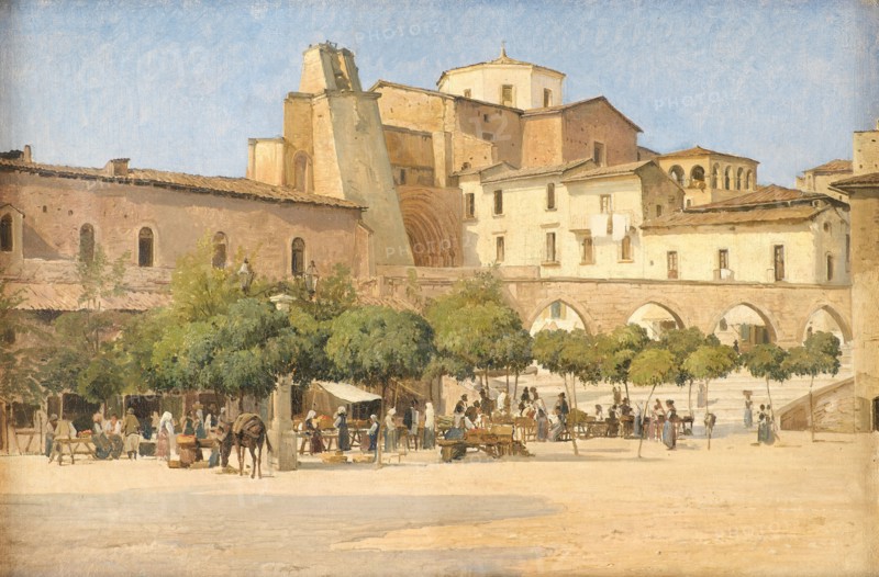 The square in Sulmona, 1856-1903. Creator: Edvard Frederik Petersen.