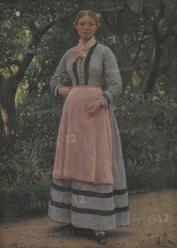 Young woman in a garden, 1865-1925. Creator: Hans Michael Therkildsen.